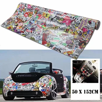 

Fashion Popular 1PC Graphics Decals Car Rock Panda Cartoon Graffiti Car Sticker Bomb Wrap Sheet Decal Sticker 20" x 60"
