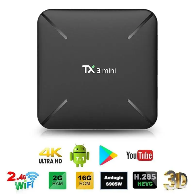 TX3 Мини Смарт ТВ приставка с пультом дистанционного управления 1+ 8G/2+ 16G Android7.1 Amlogic S905W телеприставка KODI 17,6 WiFi медиаплеер US/EU штекер