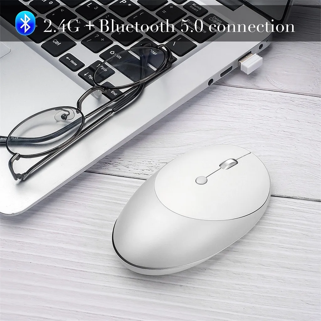 Bluetooth3.0+ BT5.0 2,4G Беспроводной три режима Mute Мышь игровая мышь для ПК, ноутбука, встроенный Перезаряжаемые тишина ключ Max1600 Точек на дюйм