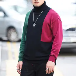 2019 модный мужской тонкий теплый вязаный свитер с высоким воротом Джемпер Топ водолазка однотонный Зимний пуловер высококачественный