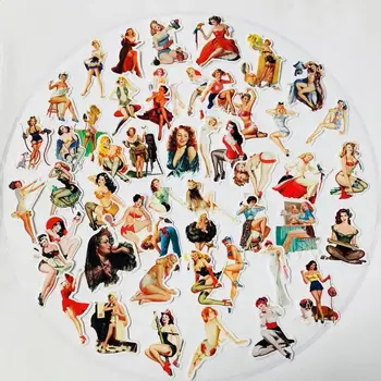 

50pcs /bag European and American vintage girl waterproof sticker DIY scrapbooking phone diary happy planner decorative stickers