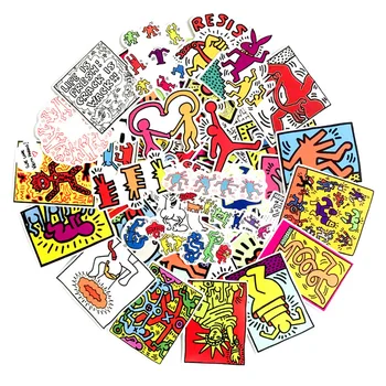 

50pcs Cartoon Keith Haring Sticker Waterproof PVC Luggage Guitar Motorcycle Skateboard Girl Funny Graffiti Sticker Kid Toy