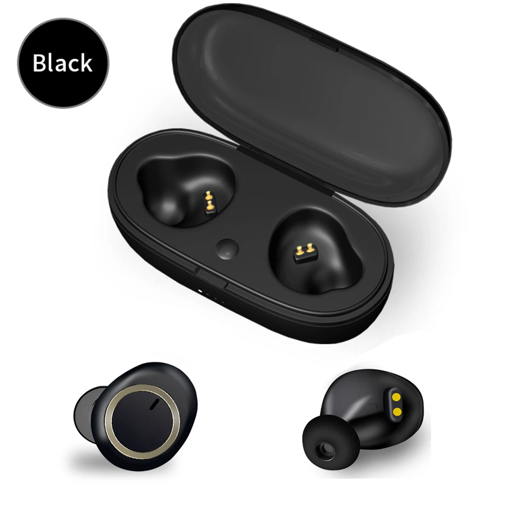 Черный TWS беспроводные наушники для телефона Bluetooth Наушники 5,0 блютуз гарнитура bluetooth спортивные наушники стерео Bluetooth гарнитура громкой связи вкладыши в ухо для телефонов наушники для айфон безпроводные - Цвет: Черный