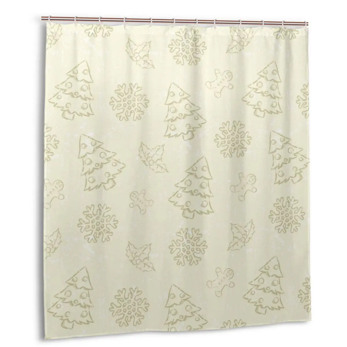 

CHARM HOME Christmas Pattern Plastic Shower Curtain 66x72 In Customized Bathroom Decorative Waterproof Polyester