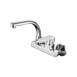 SOGNARE 360 Rotation Chrome Wall Mounted Single Handle Kitchen Faucet Double Hole Hot and  Cold Water Faucet  Cocina Pared Brass