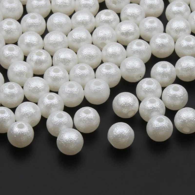 

8mm 100pcs/bag With Hole Wrinkle Imitation Pearl Beads Round Acrylic Spacer Bead For DIY Jewelry Making Findings