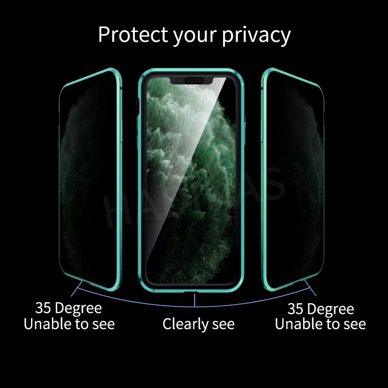 Защищающий от подсматривания магнитной адсорбции чехол для iphone 11 Pro Max Магнит двухсторонняя, для стекла чехол для iphone 11 обложки iphone 11 корпус под плетенную сумку