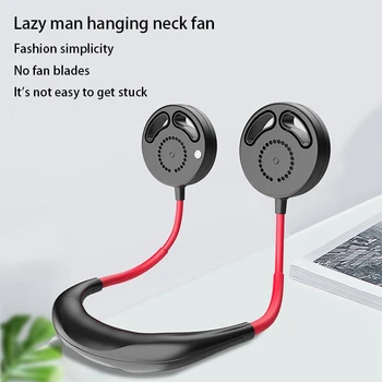 

No Fan Blades USB Rechargeable 2000MAh Portable Hanging Neck Sports Fan Headphone Design Mini Cooler Wearable Neck Fans for Trav
