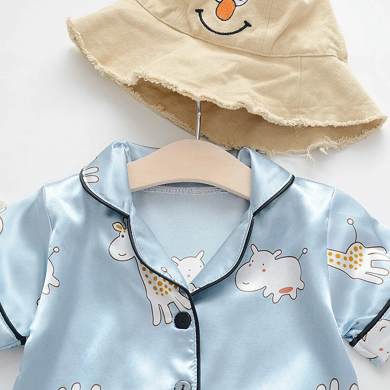 

2019 Summer New Style mu free Children Pajamas Viscose Comfortable Printed Deer Home Set