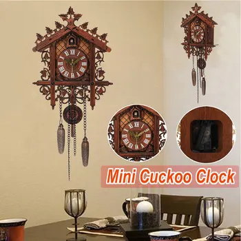 

Wall Clock Modern Room Accessories Wood Cuckoo Swing Home Craft Handcraft Gift European Vintage Style Decorative Easy Install