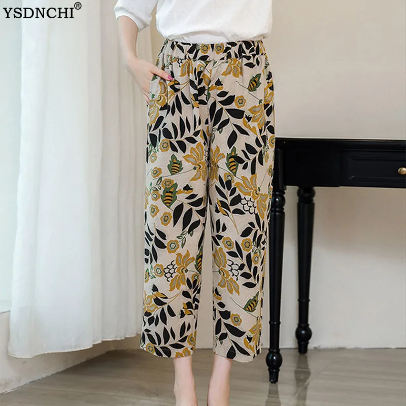 

YSDNCHI Elastic Waist Harem Pants Loose Women Streetwear Punk Floral Printed Trousers Harajuku Dot Plus Size Pant 4XL Dropship