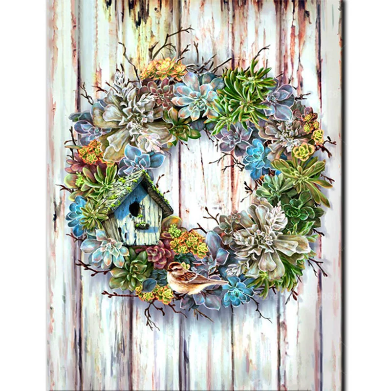 

100% Full Square/Round Drill 5D DIY Diamond Painting "Succulents wreath" Diamond Embroidery Cross Stitch 3D Decor