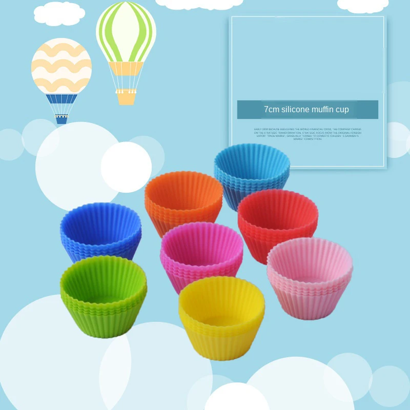 Silicone Muffin Cup Round Shape 7cm Cake Cup Small Bakery Mold 8 Color Baking Candy Molds Cupcake Decorating Tools Accessories