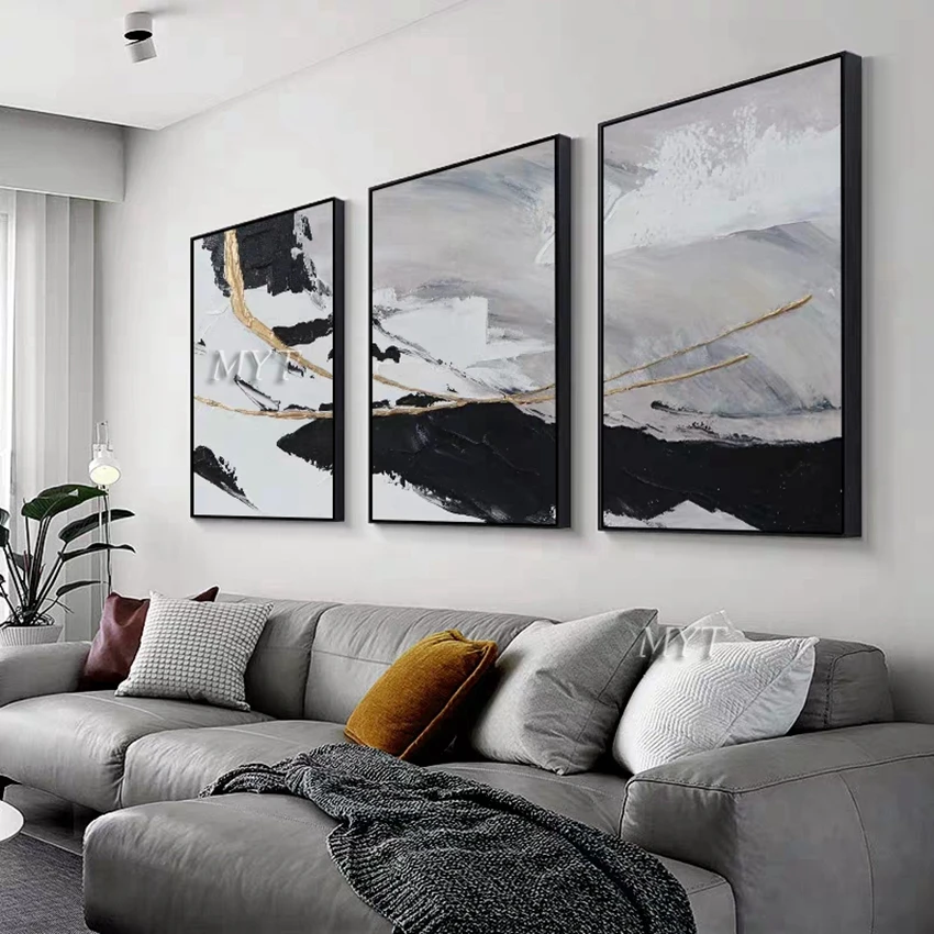 Hand panted oil painting set of 3 framed craibas.al.gov.br