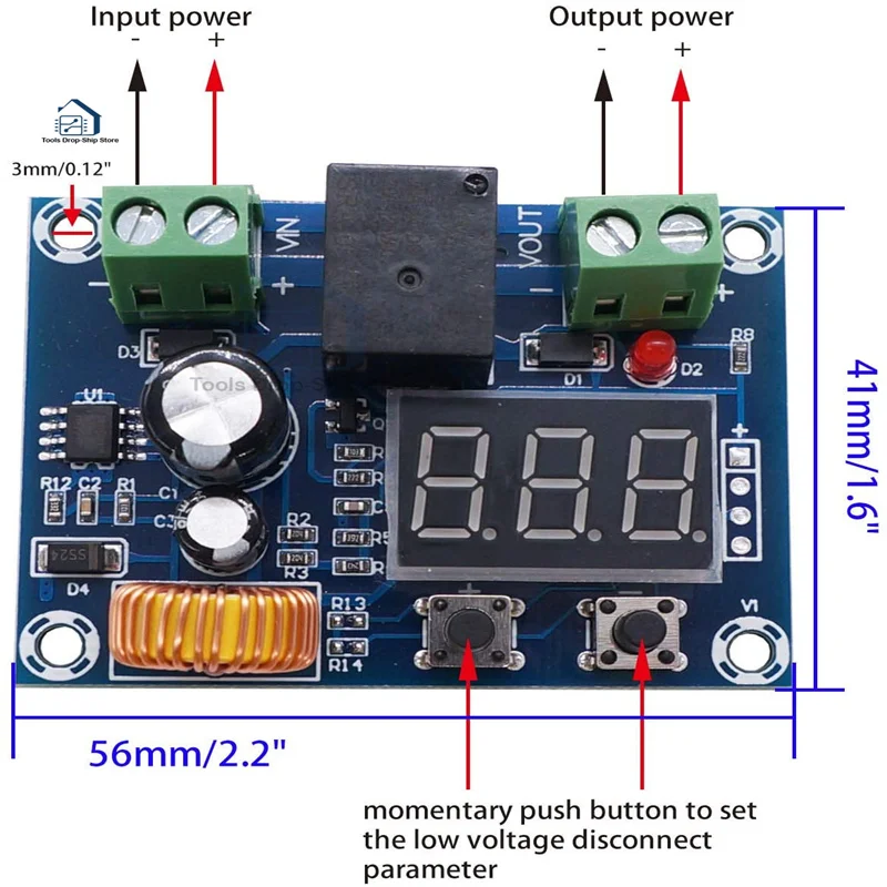 XH-M609 DC 12V-36V 24V Voltage Protection Module Low voltage OverDischarge Battery Disconnect Protection Output 6-60V 6V-60V