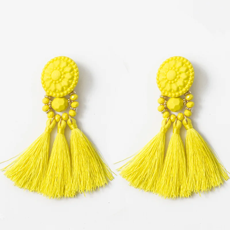 Bohemia Small Tassel Earrings for Women Green Multi-color Beads Fringe Earring Summer Earing Boucle D’oreille Pendante 2019 New