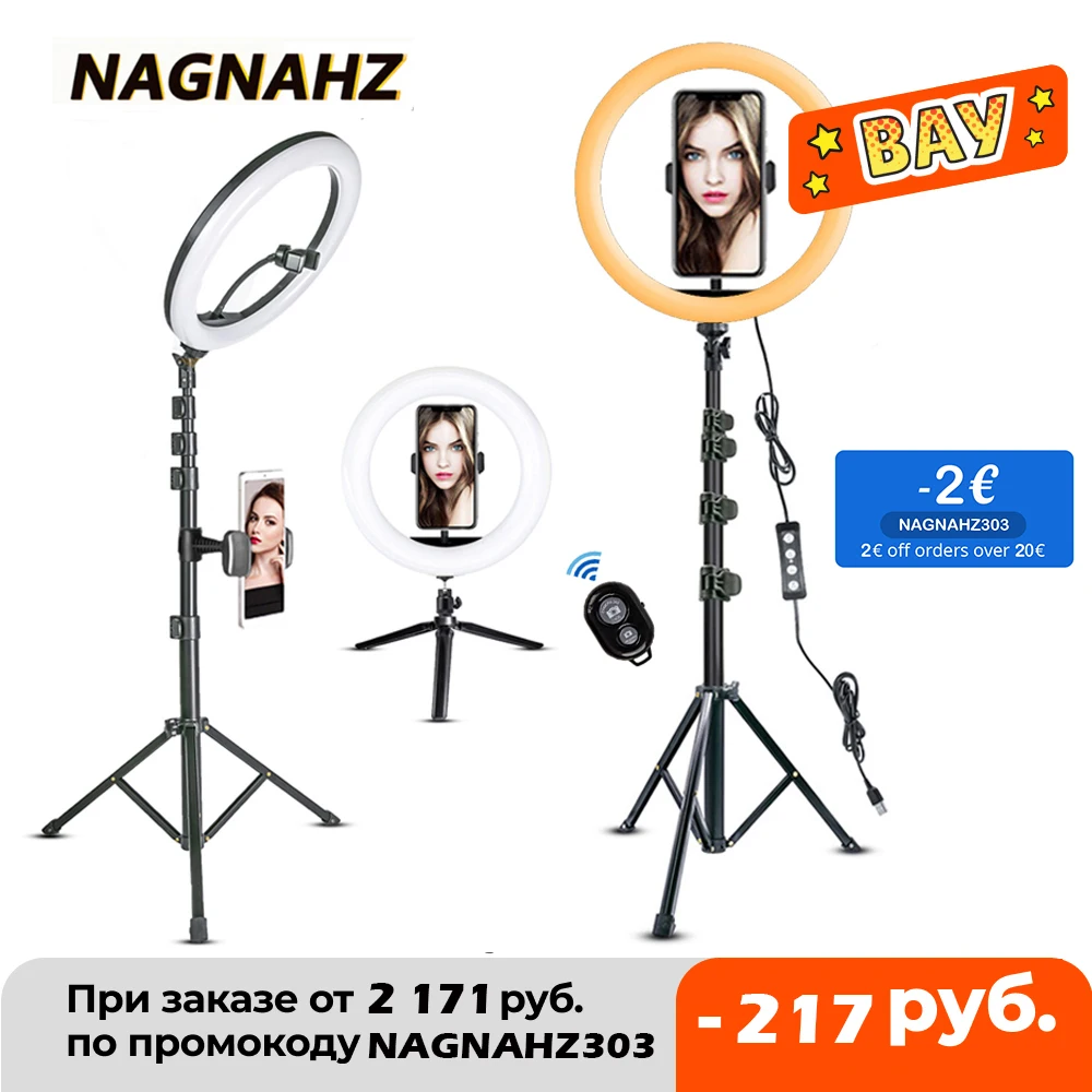 Led Ring Light 10" with Tripod Stand Phone Holder Selfie Video RingLight Photography Lighting for TikTok Youtube Makeup Live 1