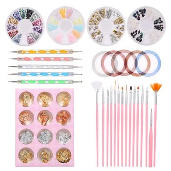 

Nail Art Tool Kit 15PCS Nail Art Painting Pen 5PCS Dual-end Dotting Pens 10 Rolls Nail Art Decoration Striping Tape Line Sticker