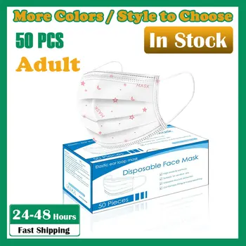 

Adult Disposable Industrial mascarillas Health Daily Care masques 50PC 3Ply Wegwerp Ear Loop Mond Masker Safety Air Fog mask