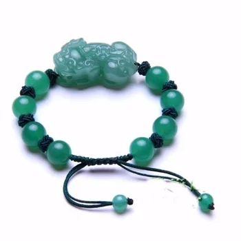 

New Natural green Crystal PIXIU Bracelet DIY Handmade Design Bring Health Wealth Lucky Women Jade Beads Jewelry Female