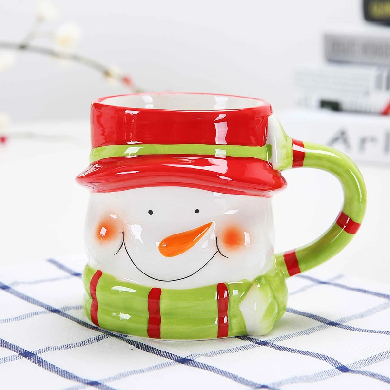 Качественная керамическая Рождественская кофейная кружка, креативная офисная пара, чашка для влюбленных, Прекрасный 3D мультяшный Санта Клаус, завтраки, молочные чашки, горячая распродажа - Цвет: 2