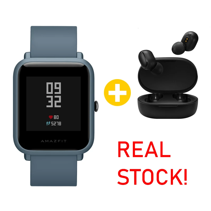 Blue Add Airdots Действительный ассортимент товаров! Глобальная версия Amazfit Huami Bip Lite 2 Xiaomi Смарт часы gps 45 дней батарея глонесс сердечного ритма умные часы - Цвет: Blue Add Airdots