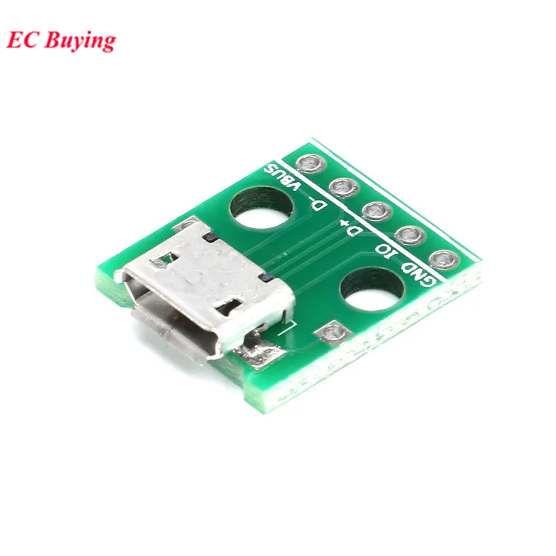 10 pces micro usb para dip adaptador 5pin conector fêmea tipo b pcb ...