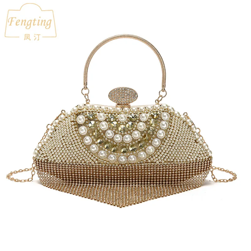 Новинка 2020 клатч Стразы с кисточками и бисером женские вечерние сумки