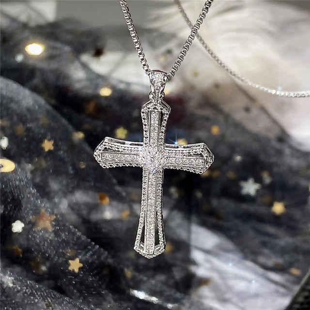 Handmade Pink Diamond Cross Pendant 925 Sterling Silver Party Wedding Pendants  Necklace For Women men Gemstone Jewelry - AliExpress