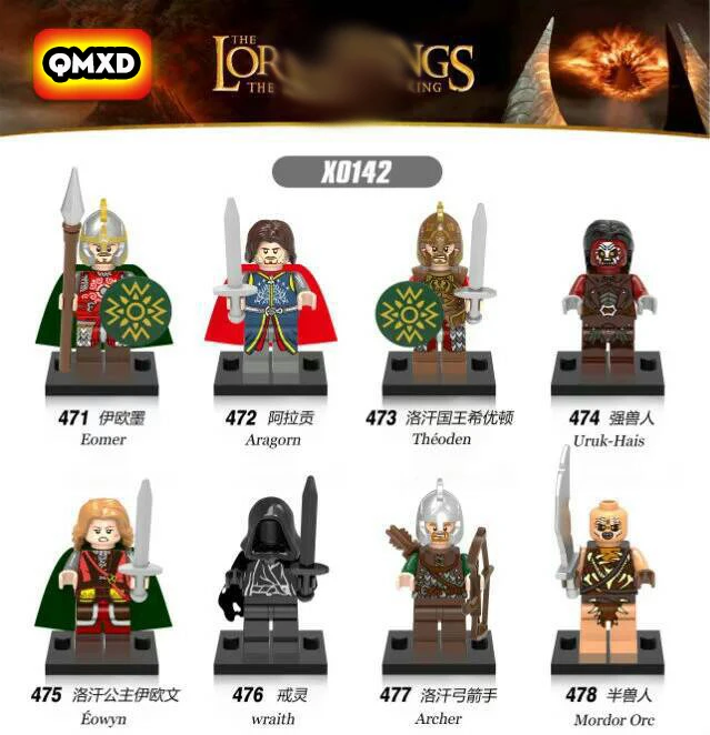 

X0142 (471-478) Matched Legoingy Blocks Lord of the Rings Io Mo Half orc Toy doll Hand Collection Assembled people World