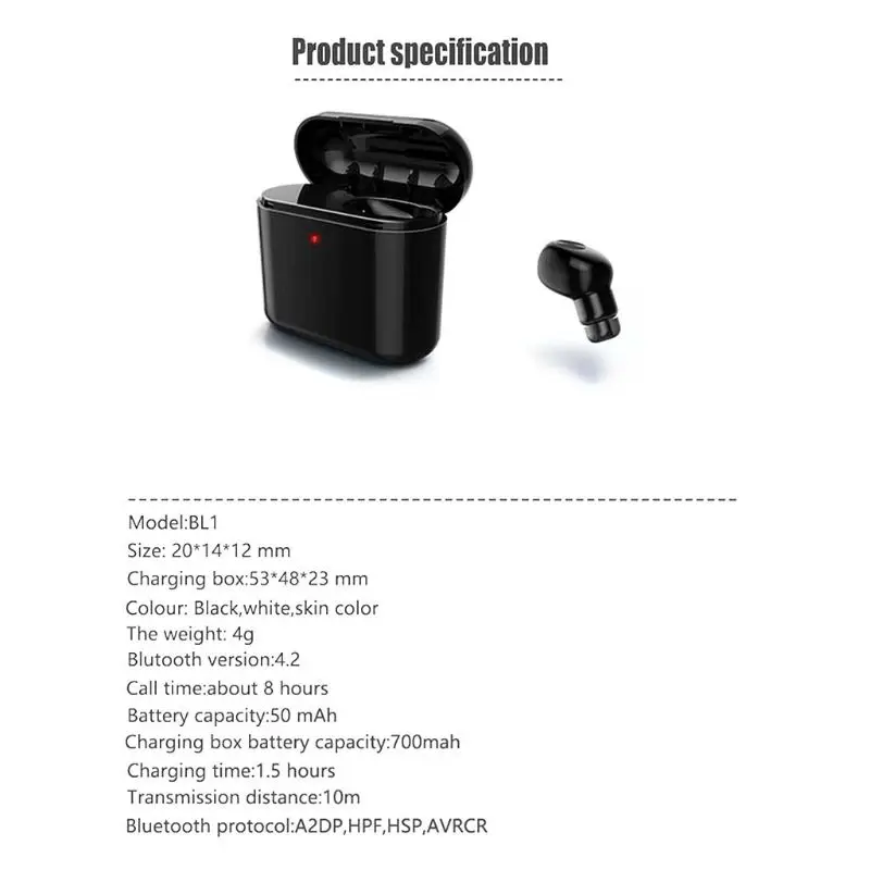 Новые невидимые беспроводные Bluetooth наушники мини Bluetooth гарнитура Беспроводная для телефона с 700 mAh зарядная коробка портативная
