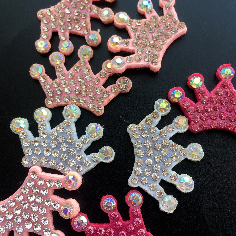 White Padded Multiple Shaped Crown Rhinestone Applique 30Pcs for DIY Clothes Crafts Decor Patches Headwear Hair Bow Accessories