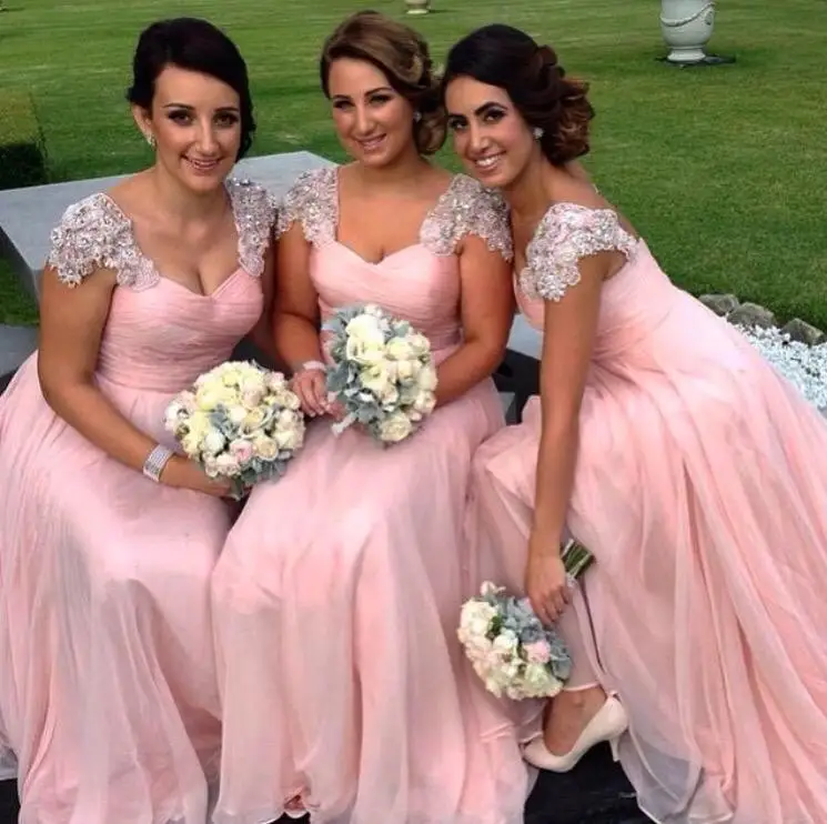 Hot Koop 2015 Cap Sleeve Staaflijst Chiffon Lange Roze Bruidsmeisje Jurken Party Gowns Aangepast Formaat 2 4 6 8 10 12 14 16 18 + + B76 Hot Koop 2015 Cap Sleeve Staaflijst Chiffon Lange Roze Bruidsmeisje Jurken Party Gowns Aangepast Formaat 2 4 6 8 10 12 14 16 18 + + B76