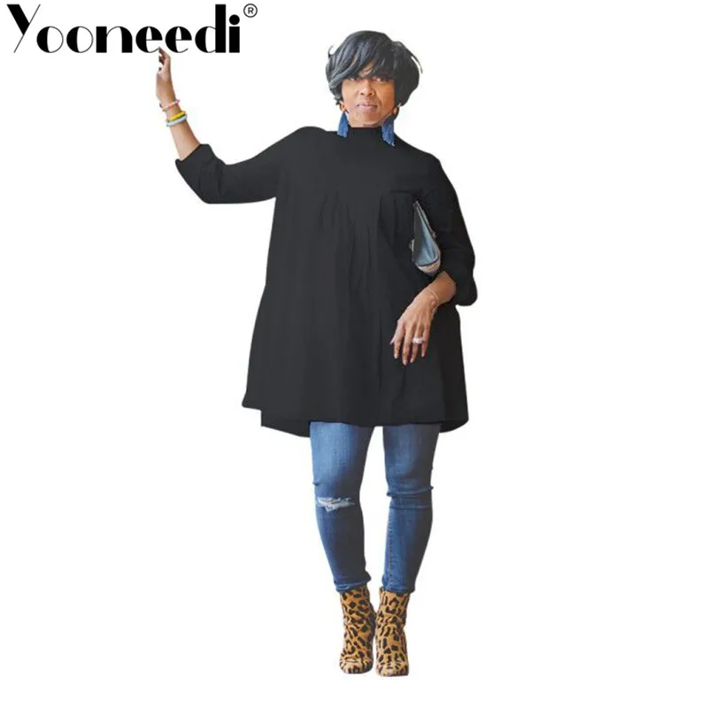 Yooneedi осенний дизайн Офисная Женская футболка больших размеров 4 цвета с круглым вырезом и длинным рукавом Женские футболки CX-137