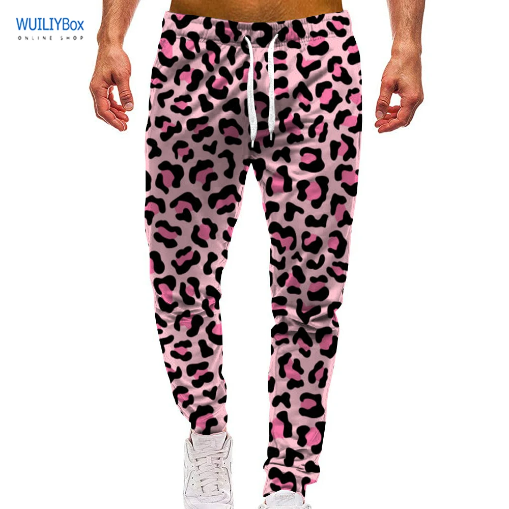 Pantalones deportivos con de leopardo rosa para y mujer, pantalón con patrón 3D, con cordón|Pantalones informales| - AliExpress