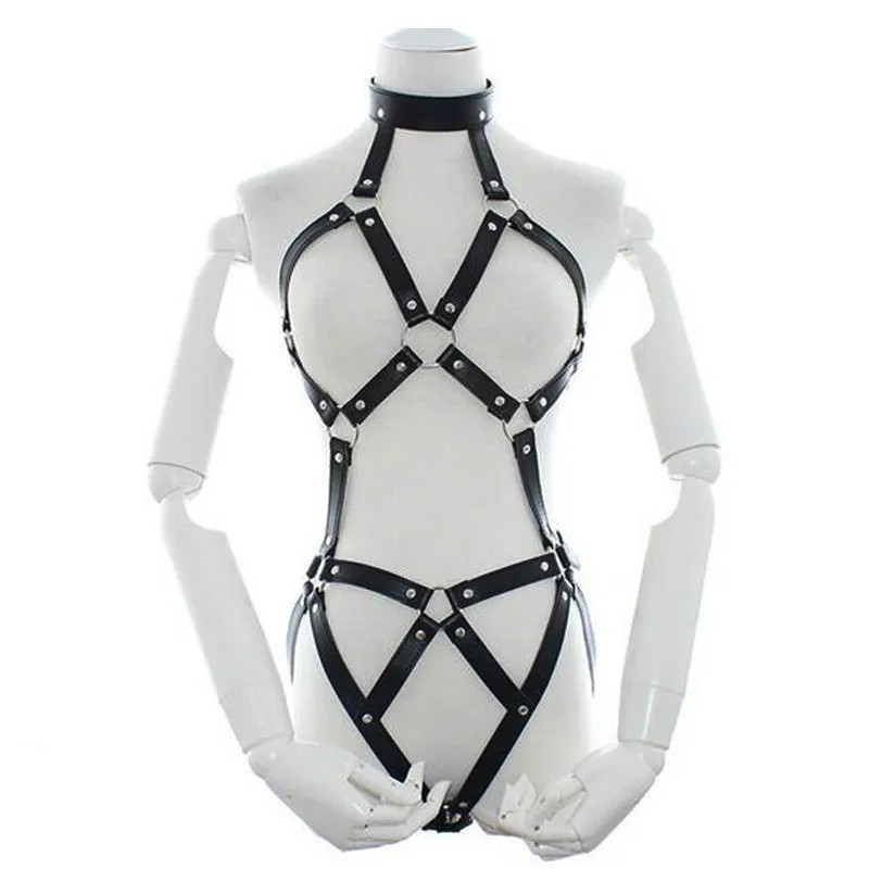 Горячая женский черный из искусственной кожи с лямкой на шее Hollow Out тело