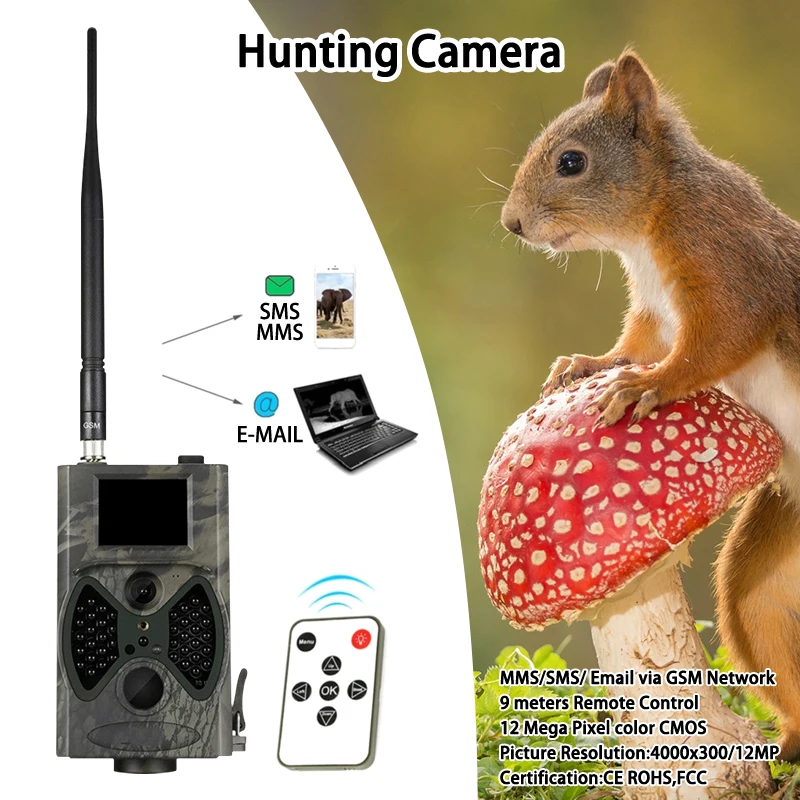 Wireless Cellular Trail Cameras, Wild Trap Jogo, Visão Noturna, Movimento Ativado, Impermeável, Outdoor Hunting Segurança, 2G, HC300M, 1080P