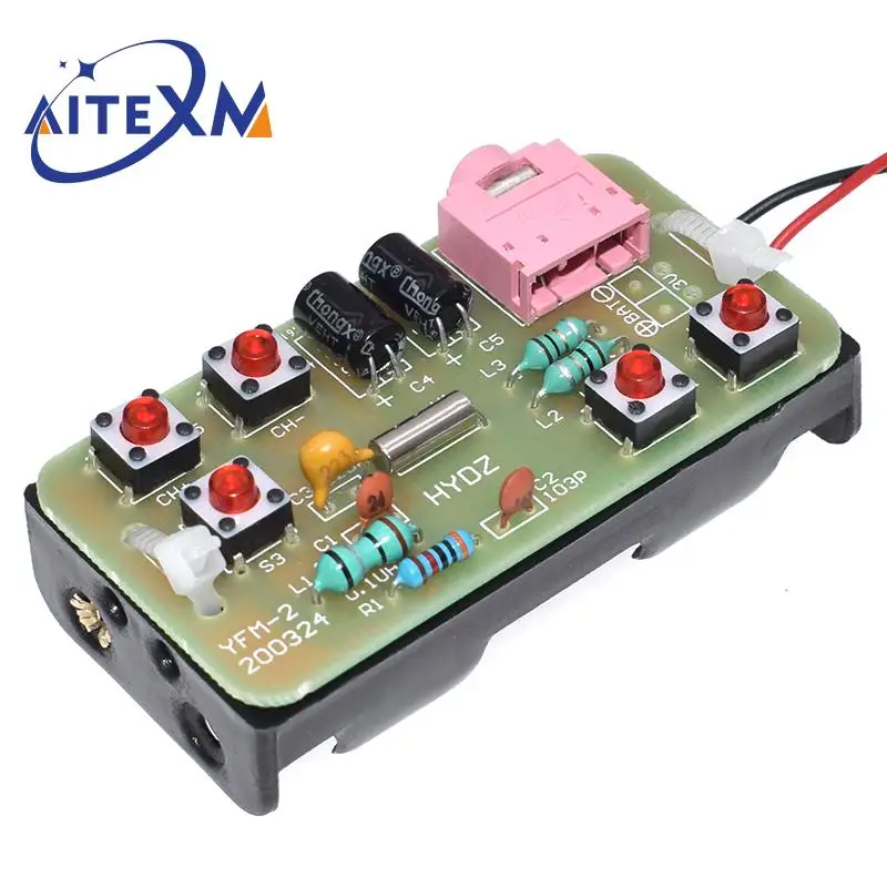 FM Stereo Radio DIY Kit - Wireless Transmitter & Receiver Module for Frequency Modulation Soldering Practice