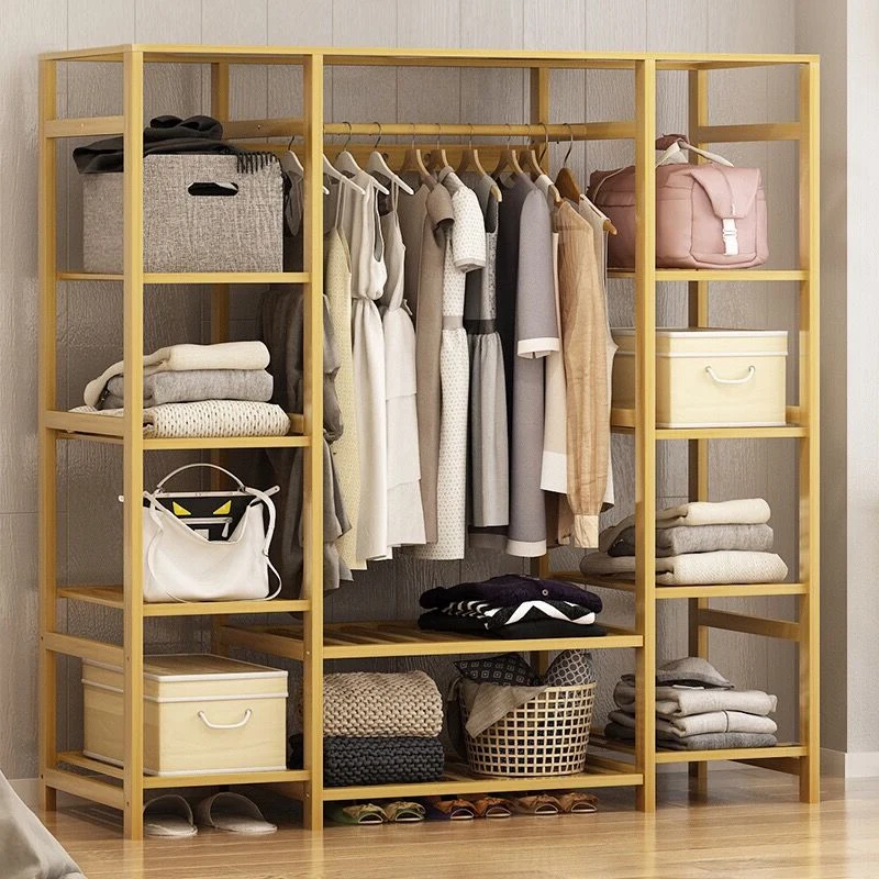Wardrobe Simple Modern Economical Assembled Wardrobe Solid Wood Bedroom Space Simple Fabric font b Closet b