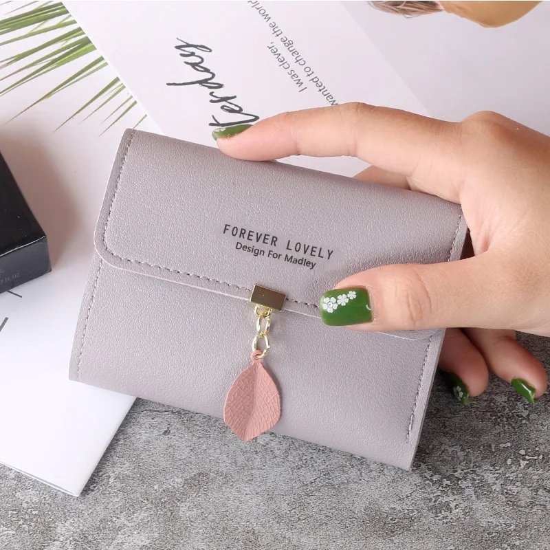 Korean Short MINI Wallet Female Spring New Arrival Pendant Thin Wallet Card Holder Small Fresh Student Buckle Coin Purse