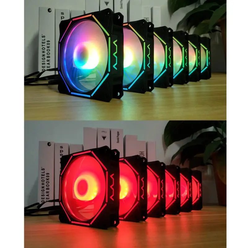 RGB компьютерный корпус вентилятора внутри и снаружи освещения компьютера хост охлаждения немой с контроллером волшебный цвет вентилятора