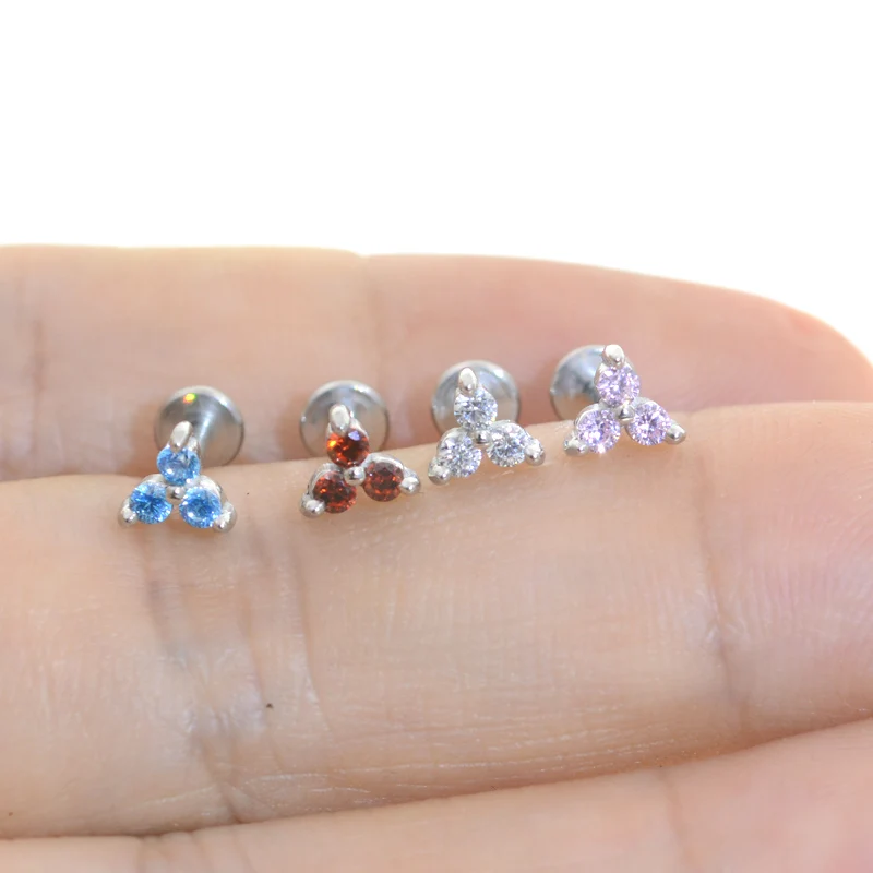 1Pcs Titanium & Steel Opal CZ Gem Tragus Helix Cartilage Earring Ear Stud Body Piercing Jewelry For Gift Labret Lip Bar Stud Ear - Image 4