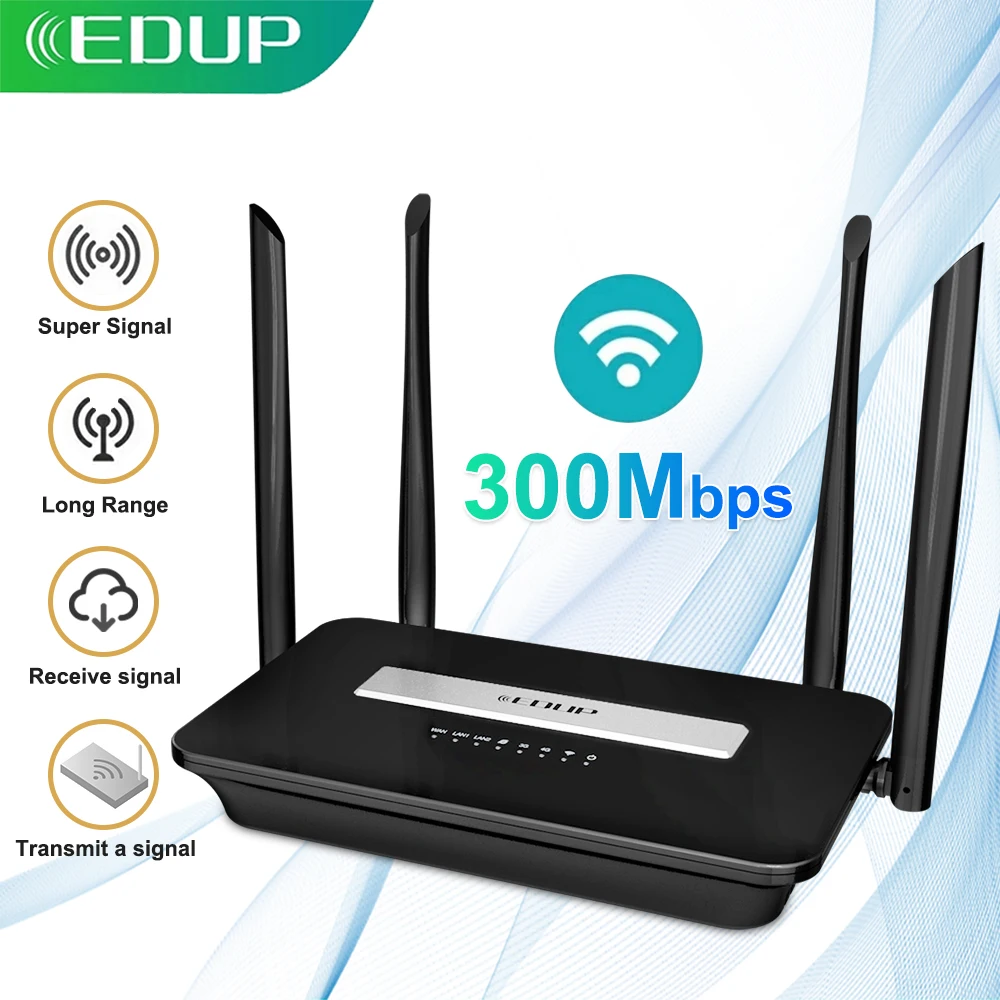 EDUP 300Mbps 4G LTE FDD WiFi Router SIM Card Slot WAN/LAN Port External With Dual Antennas
