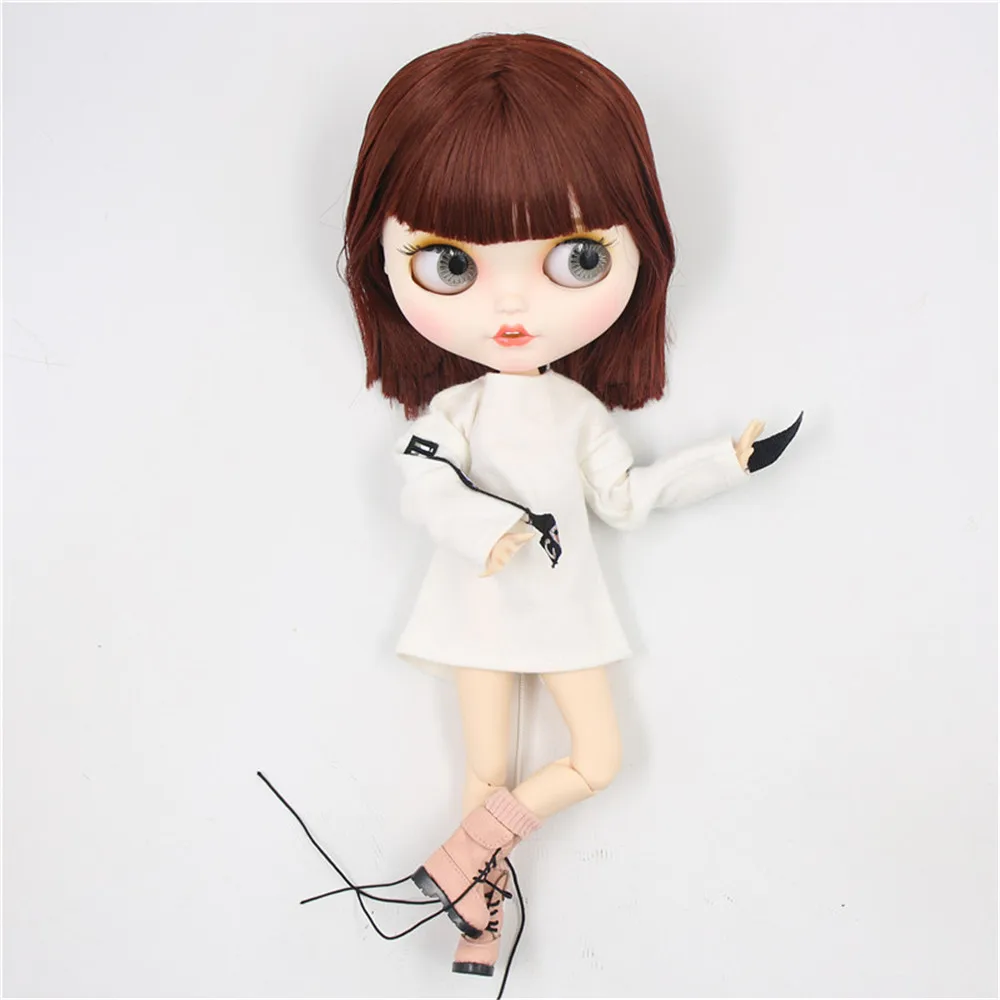 ICY Nude Blyth кукла белая кожа резные губы открытый рот матовые индивидуальные лица сустава тела красные волосы № 0362