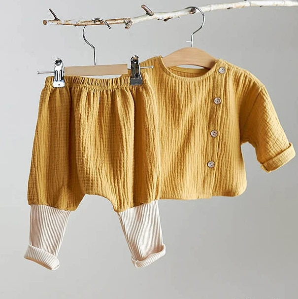 Autumn New Fashion Casual Suit Infant Baby Girl Clothes Set Long Sleeve Tops Cotton Linen Pants Outfits Newborn Kids 2pcs