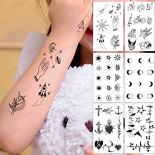 

Waterproof Temporary Tattoo Sticker Moon Sun Geometric Linear Flower Leaf Small Tatoo Finger Woman Man Child Fake Flash Tatto