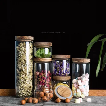 

Candy Storage Banks Tea Box Kitchen Storage Can Glass Bottles Jars Sealed Cans With Cover Kitchen Food Storage Bottles Spice Jar