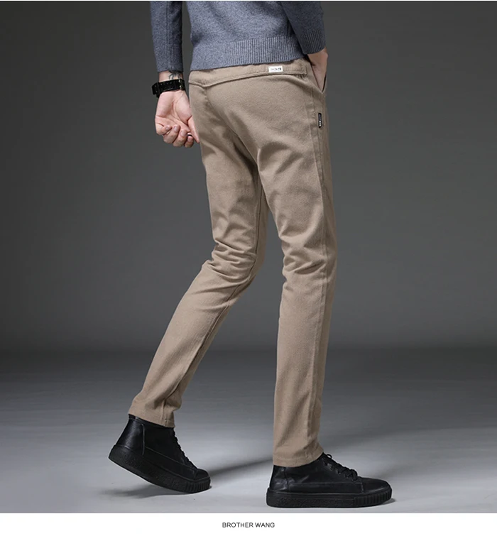 4 цвета обтягивающие брюки мужские осень новая мода уличная приталенная эластичная талия Брендовые повседневные мужские брюки черный зеленый хаки