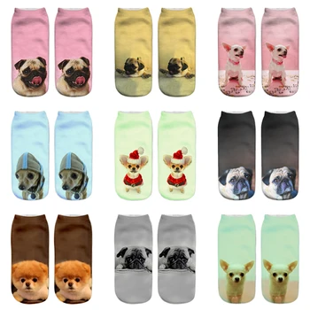 

Woman Socks Home Wear Slippers Cute Dogs 3D Printing 20cm Length Personalized Animals Cartoon Decorations Polyester Female Socks