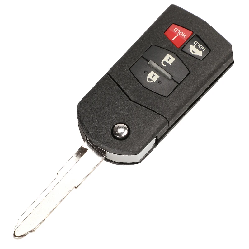 Jingyuqin 3/4 Кнопка Filp ключ чехол складной Fob корпус автомобильного ключа дистанционного управления для MAZDA 3, 5, 6, RX-8 MX-5 Miata CX-5 CX-7 CX-9 RX-8 CX-9 - Количество кнопок: 4 Кнопки